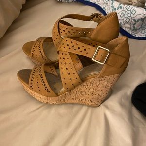 Womens wedges. Dark tan color.